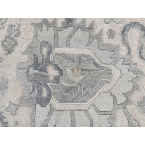 2'x3'2" Gainsboro Gray, Silk with Textured Wool, Mahal Design, Hand Knotted, Sample Mat Oriental Rug FWR526674
