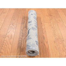 Load image into Gallery viewer, 2&#39;x3&#39;2&quot; Gainsboro Gray, Silk with Textured Wool, Mahal Design, Hand Knotted, Sample Mat Oriental Rug FWR526674