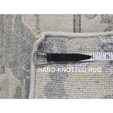 Load image into Gallery viewer, 2&#39;x3&#39;2&quot; Gainsboro Gray, Silk With Textured Wool, Mahal Design, Hand Knotted, Sample Mat Oriental Rug FWR526674