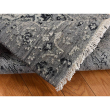Load image into Gallery viewer, 2&#39;1&quot;x3&#39;1&quot; Battleship Gray, Broken Persian Erased Design, Silk With Textured Wool, Hand Knotted, Sample Mat Oriental Rug FWR526686