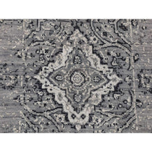 Load image into Gallery viewer, 2&#39;1&quot;x3&#39;1&quot; Battleship Gray, Broken Persian Erased Design, Silk With Textured Wool, Hand Knotted, Sample Mat Oriental Rug FWR526686