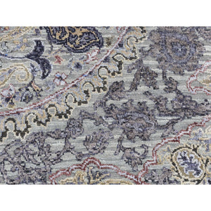 2'x3'1" Goose Gray, The Maharaja, Pure Silk With Textured Wool, Hand Knotted, Oriental Rug FWR526692