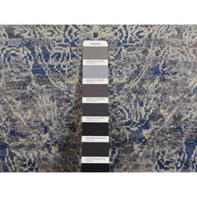 Load image into Gallery viewer, 2&#39;x3&#39; Air Force Blue, Erased Rossets, Silk With Textured Wool, Hand Knotted, Sample Mat Oriental Rug FWR526704