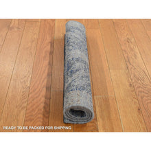 Load image into Gallery viewer, 2&#39;x3&#39; Air Force Blue, Erased Rossets, Silk With Textured Wool, Hand Knotted, Sample Mat Oriental Rug FWR526704