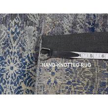 Load image into Gallery viewer, 2&#39;x3&#39; Air Force Blue, Erased Rossets, Silk With Textured Wool, Hand Knotted, Sample Mat Oriental Rug FWR526704