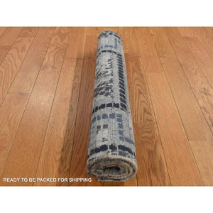2'2"x3'2" Cloud Gray, Silken, Roman Mosaic Design, Hand Knotted, Sample Oriental Rug FWR526710