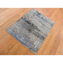 Load image into Gallery viewer, 2&#39;x2&#39;10&quot; Artichoke Green, Modern Abstract Design, Soft And Vibrant Wool, Dense Weave, Natural Dyes, Hand Knotted, Sample Mat Oriental Rug FWR526734