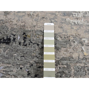 2'x2'10" Artichoke Green, Modern Abstract Design, Soft And Vibrant Wool, Dense Weave, Natural Dyes, Hand Knotted, Sample Mat Oriental Rug FWR526734