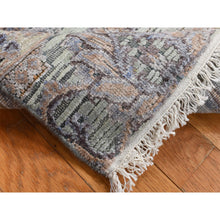 Load image into Gallery viewer, 2&#39;x3&#39; Ash Gray, Mughal Design, Pure Silk With Textured Wool, Hand Knotted, Sample Mat Oriental Rug FWR526740