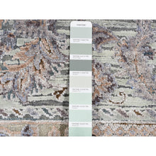 Load image into Gallery viewer, 2&#39;x3&#39; Ash Gray, Mughal Design, Pure Silk With Textured Wool, Hand Knotted, Sample Mat Oriental Rug FWR526740