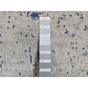 2'x3'1" Gainsboro Gray, Diminishing Cypress Tree With Medallion Design, Silk with Textured Wool, Hand Knotted, Sample Mat Oriental Rug FWR526746