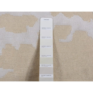 2'x3' Beige, Floral Nepali Weave Design, Hand Knotted, Modern, Wool and Silk, Clearance, Sample Oriental Rug FWR526758