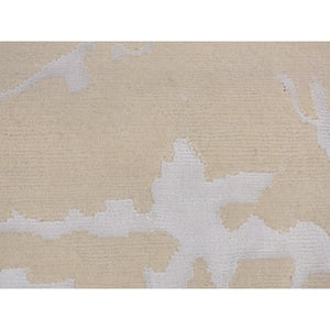 2'x3' Beige, Floral Nepali Weave Design, Hand Knotted, Modern, Wool and Silk, Clearance, Sample Oriental Rug FWR526758