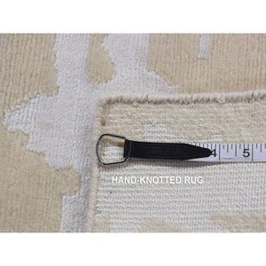 2'x3' Beige, Floral Nepali Weave Design, Hand Knotted, Modern, Wool and Silk, Clearance, Sample Oriental Rug FWR526758