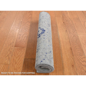 2'x3'1" Gainsboro Gray, Diminishing Cypress Tree with Medallion Design, Silk with Textured Wool, Hand Knotted, Sample Oriental Rug FWR526764