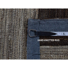 Load image into Gallery viewer, 2&#39;x3&#39; Taupe Brown, Undyed Flat Weave Kilim Wide Stripe Design, Natural Wool, Hand Woven, Sample Oriental Rug FWR526788