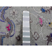 Load image into Gallery viewer, 2&#39;x3&#39;2&quot; Gainsboro Gray, Colorful Oushak Design, Sari Silk with Textured Wool, Hand Knotted, Sample Mat Oriental Rug FWR526794
