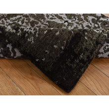 Load image into Gallery viewer, 2&#39;x2&#39;9&quot; Rifle Green, Modern Abstract Design, Wool And Silk, Hand Knotted, Sample Mat Oriental Rug FWR526800