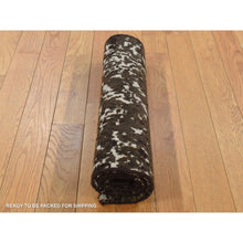 Load image into Gallery viewer, 2&#39;x2&#39;9&quot; Rifle Green, Modern Abstract Design, Wool And Silk, Hand Knotted, Sample Mat Oriental Rug FWR526800