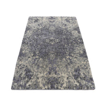 Load image into Gallery viewer, 2&#39;x3&#39; Lavender Gray, Abstract Design, Wool and Silk, Hand Knotted, Sample Mat Oriental Rug FWR526812