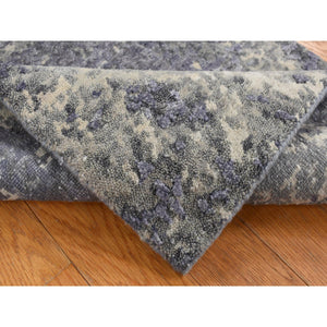 2'x3' Lavender Gray, Abstract Design, Wool And Silk, Hand Knotted, Sample Mat Oriental Rug FWR526812