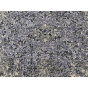 2'x3' Lavender Gray, Abstract Design, Wool and Silk, Hand Knotted, Sample Mat Oriental Rug FWR526812