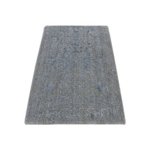 Load image into Gallery viewer, 2&#39;x2&#39;10&quot; Battleship Gray, Tone on Tone, Wool and Silk, Abstract Design, Hand Loomed, Sample Oriental Rug FWR526824