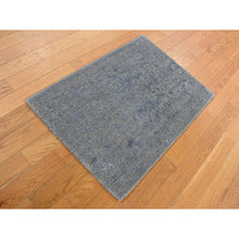 Load image into Gallery viewer, 2&#39;x2&#39;10&quot; Battleship Gray, Tone on Tone, Wool and Silk, Abstract Design, Hand Loomed, Sample Oriental Rug FWR526824