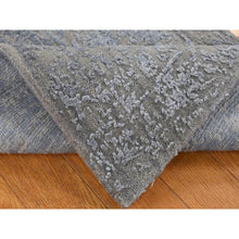 Load image into Gallery viewer, 2&#39;x2&#39;10&quot; Battleship Gray, Tone on Tone, Wool and Silk, Abstract Design, Hand Loomed, Sample Oriental Rug FWR526824