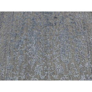 2'x2'10" Battleship Gray, Tone on Tone, Wool and Silk, Abstract Design, Hand Loomed, Sample Oriental Rug FWR526824