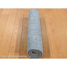 Load image into Gallery viewer, 2&#39;x2&#39;10&quot; Battleship Gray, Tone on Tone, Wool and Silk, Abstract Design, Hand Loomed, Sample Oriental Rug FWR526824