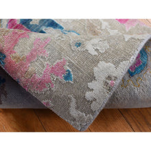 Load image into Gallery viewer, 2&#39;x3&#39; Agreeable Gray, Hand Knotted, Colorful Oushak Design, Sari Silk with Textured Wool, Sample Mat Oriental Rug FWR526842