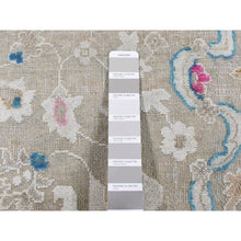 Load image into Gallery viewer, 2&#39;x3&#39; Agreeable Gray, Hand Knotted, Colorful Oushak Design, Sari Silk with Textured Wool, Sample Mat Oriental Rug FWR526842