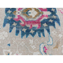 Load image into Gallery viewer, 2&#39;x3&#39; Agreeable Gray, Hand Knotted, Colorful Oushak Design, Sari Silk with Textured Wool, Sample Mat Oriental Rug FWR526842