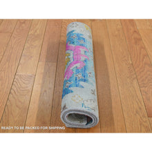 Load image into Gallery viewer, 2&#39;x3&#39; Agreeable Gray, Hand Knotted, Colorful Oushak Design, Sari Silk with Textured Wool, Sample Mat Oriental Rug FWR526842