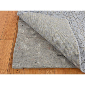 2'x3' Gainsboro Gray, Flat Pile with Raised Silk, Hand Knotted, Tone on Tone Design, Sample Oriental Rug FWR526848