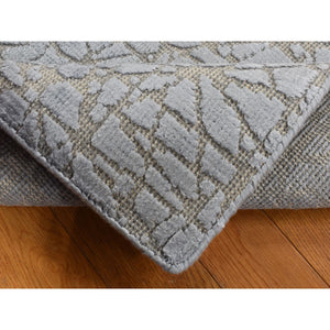 2'x3' Gainsboro Gray, Flat Pile with Raised Silk, Hand Knotted, Tone on Tone Design, Sample Oriental Rug FWR526848