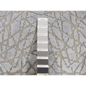2'x3' Gainsboro Gray, Flat Pile with Raised Silk, Hand Knotted, Tone on Tone Design, Sample Oriental Rug FWR526848