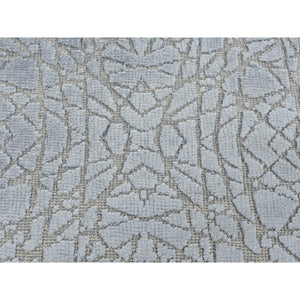 2'x3' Gainsboro Gray, Flat Pile with Raised Silk, Hand Knotted, Tone on Tone Design, Sample Oriental Rug FWR526848