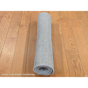 2'x3' Gainsboro Gray, Flat Pile with Raised Silk, Hand Knotted, Tone on Tone Design, Sample Oriental Rug FWR526848