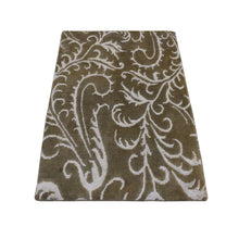 Load image into Gallery viewer, 2&#39;x2&#39;9&quot; Grayish Brown, Nepali Scrolls Design, Hand Knotted, Wool and Silk, Clearance, Sample Oriental Rug FWR526854