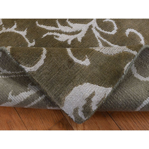 2'x2'9" Grayish Brown, Nepali Scrolls Design, Hand Knotted, Wool and Silk, Clearance, Sample Oriental Rug FWR526854