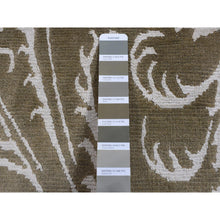 Load image into Gallery viewer, 2&#39;x2&#39;9&quot; Grayish Brown, Nepali Scrolls Design, Hand Knotted, Wool and Silk, Clearance, Sample Oriental Rug FWR526854