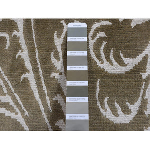 2'x2'9" Grayish Brown, Nepali Scrolls Design, Hand Knotted, Wool and Silk, Clearance, Sample Oriental Rug FWR526854