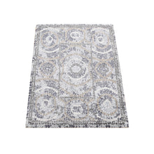Load image into Gallery viewer, 2&#39;2&quot;x3&#39; Ash Gray, Silken, Roman Mosaic Design, Hand Knotted, Sample Mat Oriental Rug FWR526866