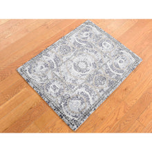 Load image into Gallery viewer, 2&#39;2&quot;x3&#39; Ash Gray, Silken, Roman Mosaic Design, Hand Knotted, Sample Mat Oriental Rug FWR526866