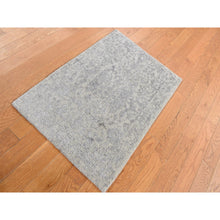 Load image into Gallery viewer, 2&#39;x3&#39; Cloud Gray, Wool and Silk, Jacquard Hand Loomed, Sample Mat Oriental Rug FWR526872