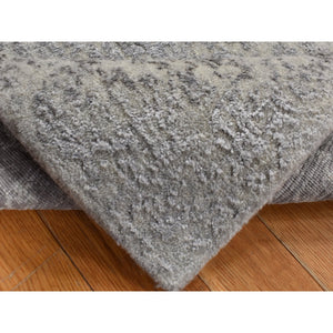 2'x3' Cloud Gray, Wool and Silk, Jacquard Hand Loomed, Sample Mat Oriental Rug FWR526872