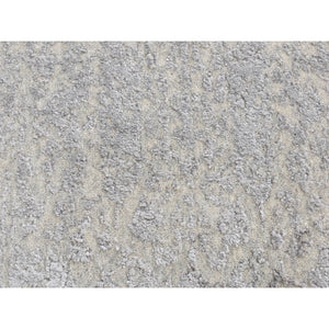 2'x3' Cloud Gray, Wool and Silk, Jacquard Hand Loomed, Sample Mat Oriental Rug FWR526872