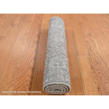 Load image into Gallery viewer, 2&#39;x3&#39; Cloud Gray, Wool and Silk, Jacquard Hand Loomed, Sample Mat Oriental Rug FWR526872